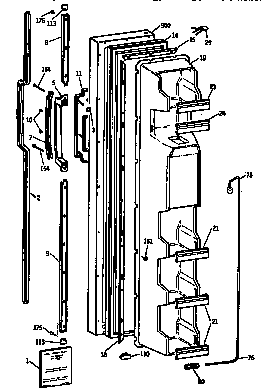 Kenmore 3639530711 freezer door diagram