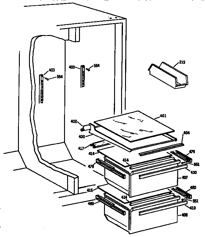 Kenmore 3639530711 fresh food section diagram