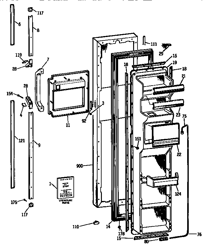 Kenmore 3639537821 freezer door diagram