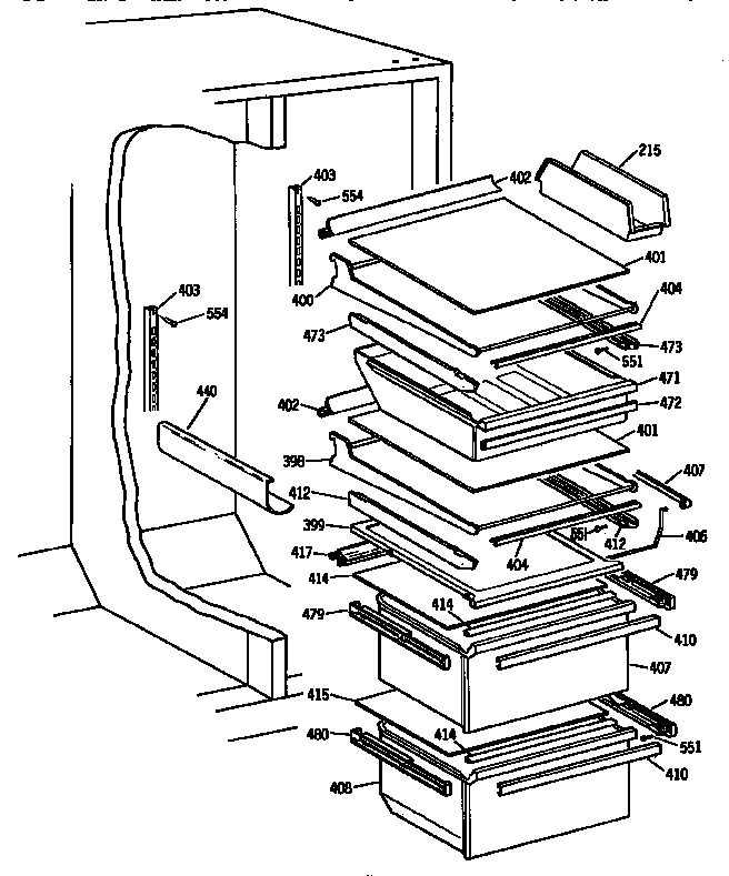 Kenmore 3639537821 fresh food section diagram