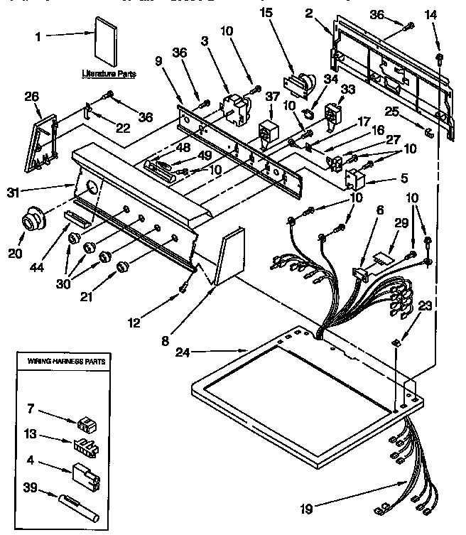 Kenmore 36396593400 top and console parts diagram