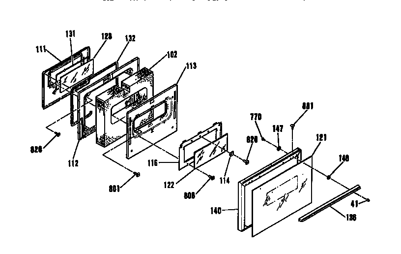 Kenmore 9119344190 oven door section diagram