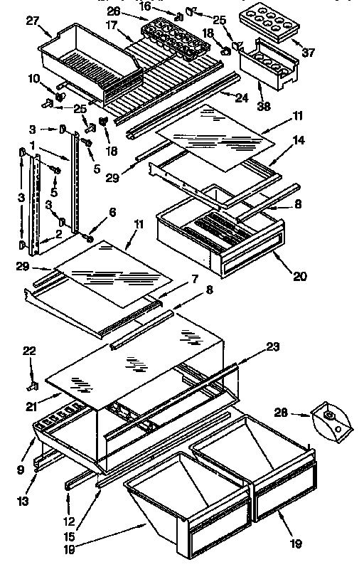 Kenmore 1069738862 shelf parts diagram