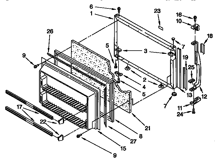 Kenmore 1069738862 freezer door parts diagram