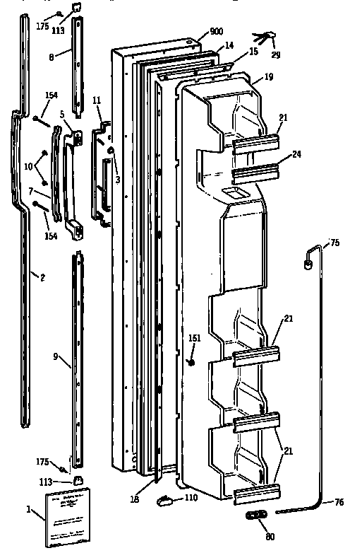 Kenmore 3639544383 freezer door diagram
