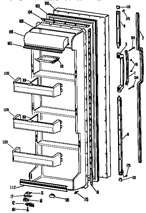 Kenmore 3639544383 fresh food door diagram