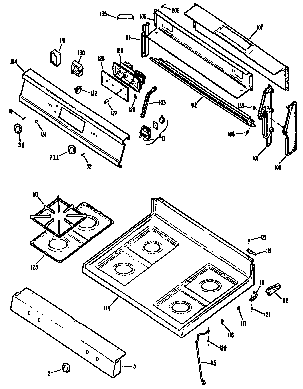 Kenmore 3627331890 main top section diagram