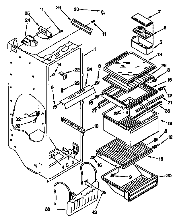 Kenmore 1069542811 refrigerator liner parts diagram