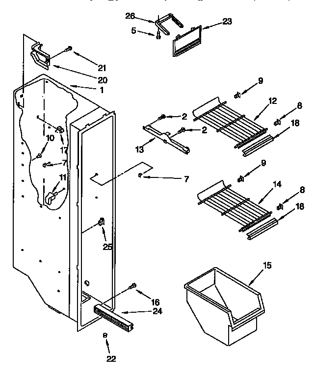 Kenmore 1069542811 freezer liner parts diagram