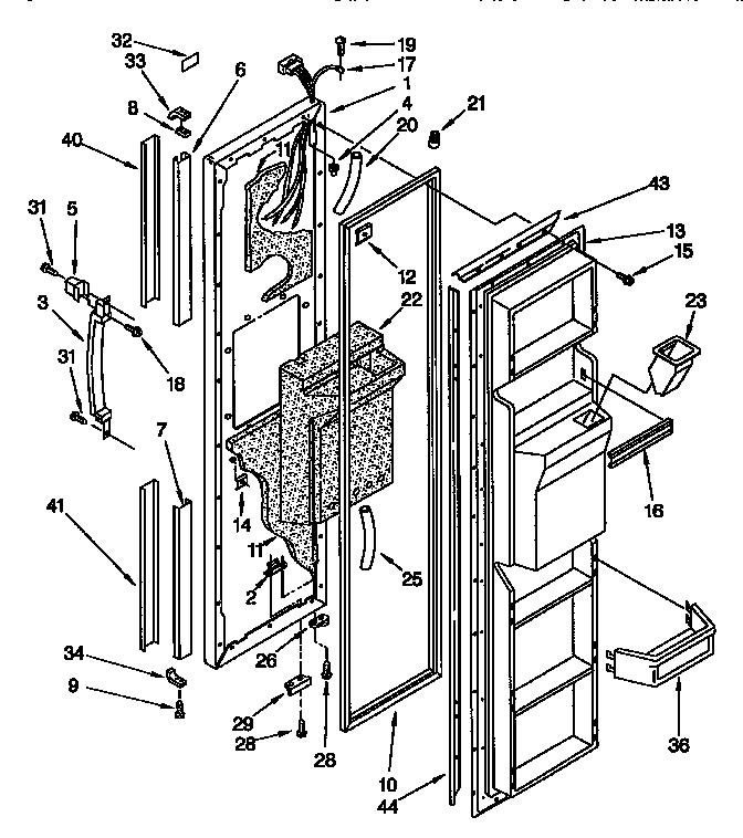 Kenmore 1069542811 freezer door parts diagram