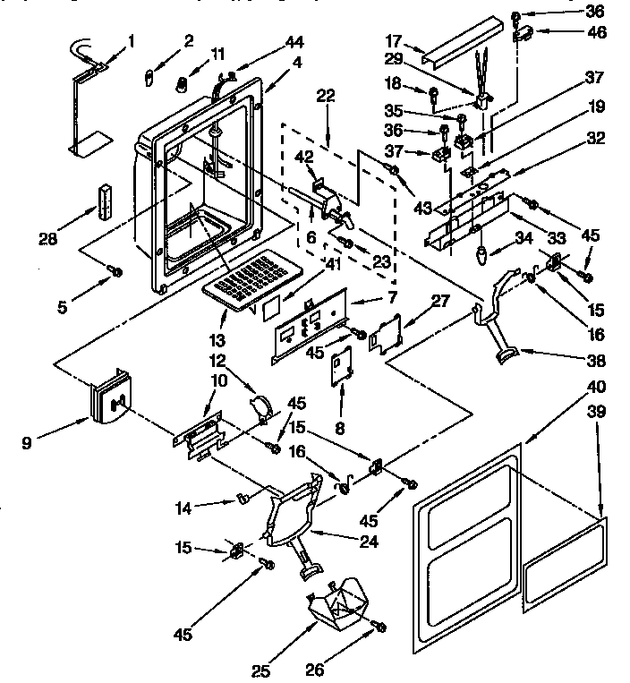 Kenmore 1069542811 dispenser front parts diagram