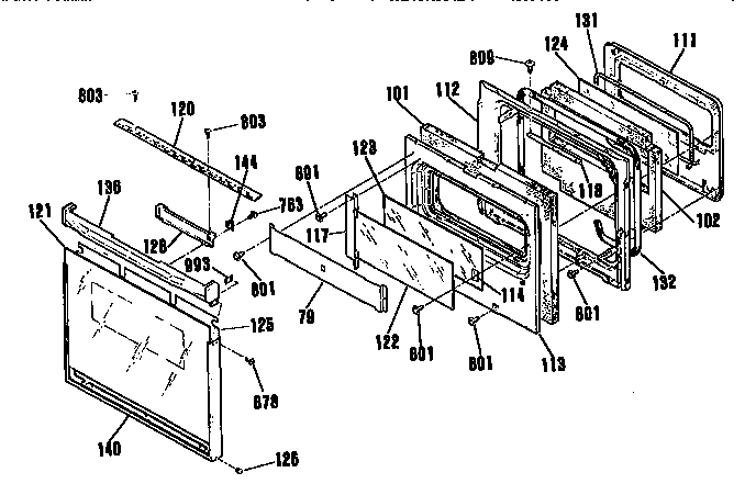 Kenmore 9114832995 upper door section diagram