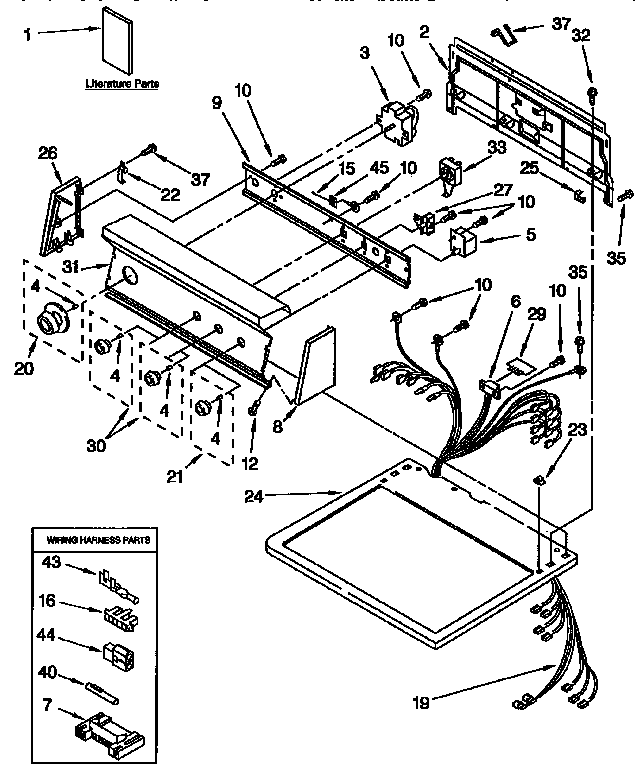 Kenmore 11097590810 top and console parts diagram