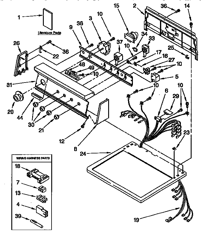 Kenmore 11096593410 top and console parts diagram
