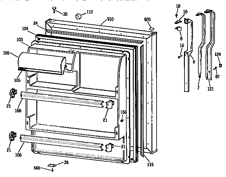 Kenmore 3639644280 fresh food door diagram