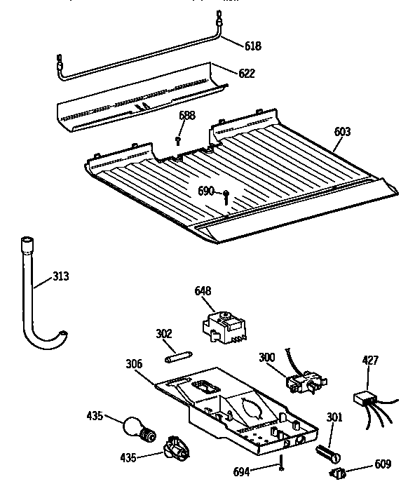 Kenmore 3639644280 freezer floor & control parts diagram