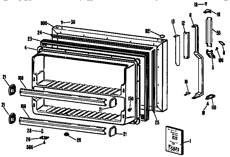 Kenmore 3639734717 freezer door diagram