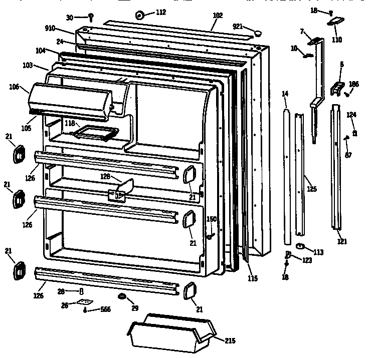 Kenmore 3639734717 fresh food door diagram