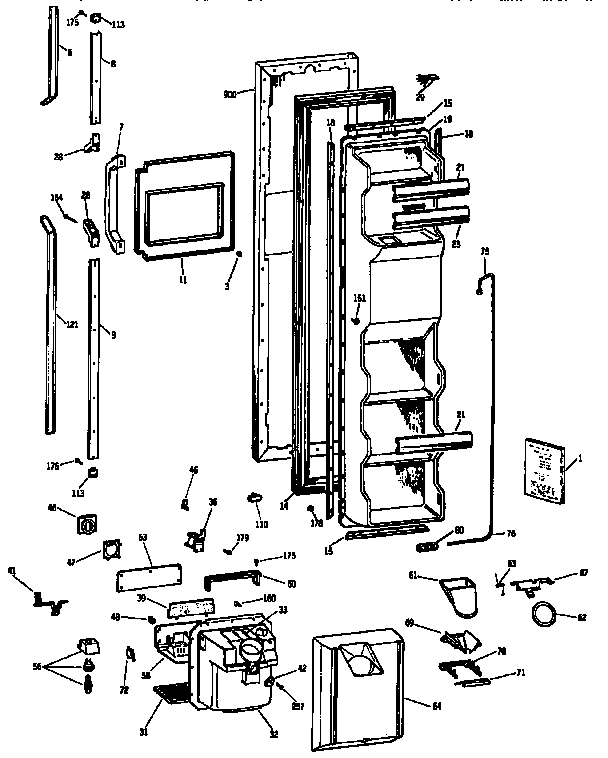 GE TFH24PRSABB freezer door diagram