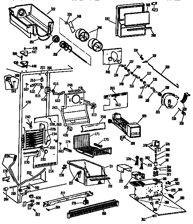 GE TFH24PRSABB freezer section diagram