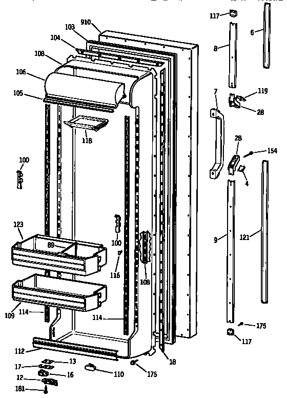 Kenmore 3639534783 fresh food door diagram