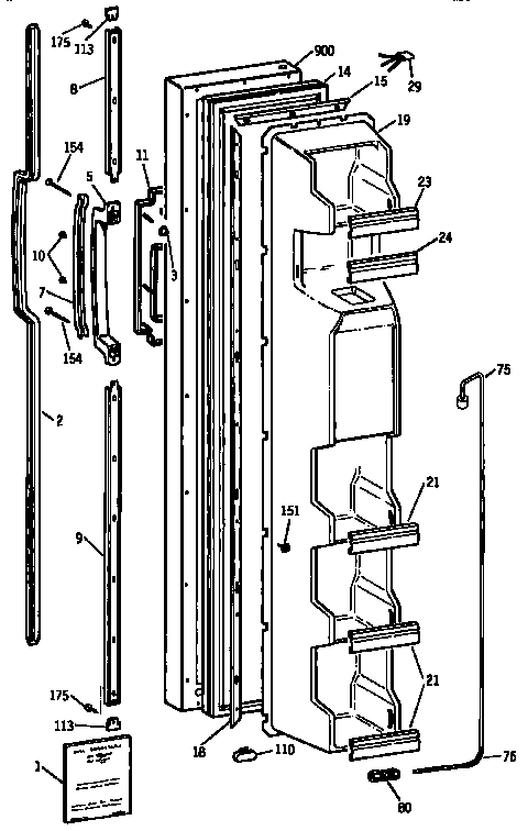 Kenmore 3639530713 freezer door diagram