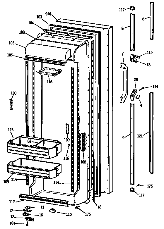 Kenmore 3639572713 fresh food door diagram