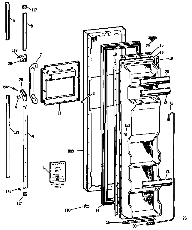 Kenmore 3639532723 freezer door diagram