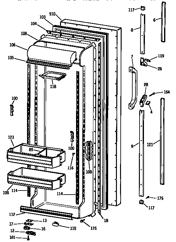 Kenmore 3639532723 fresh food door diagram