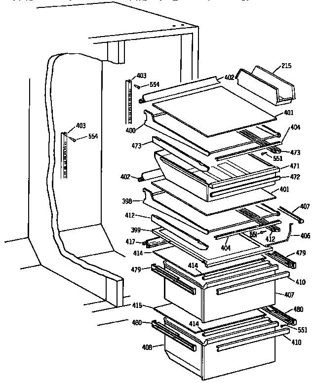 Kenmore 3639532723 fresh food section diagram