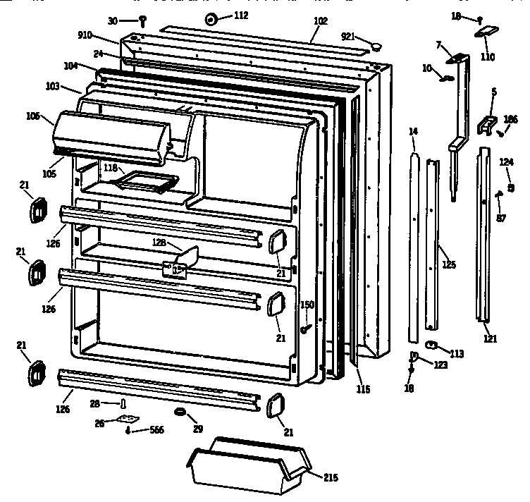 Kenmore 3639734727 fresh food door diagram