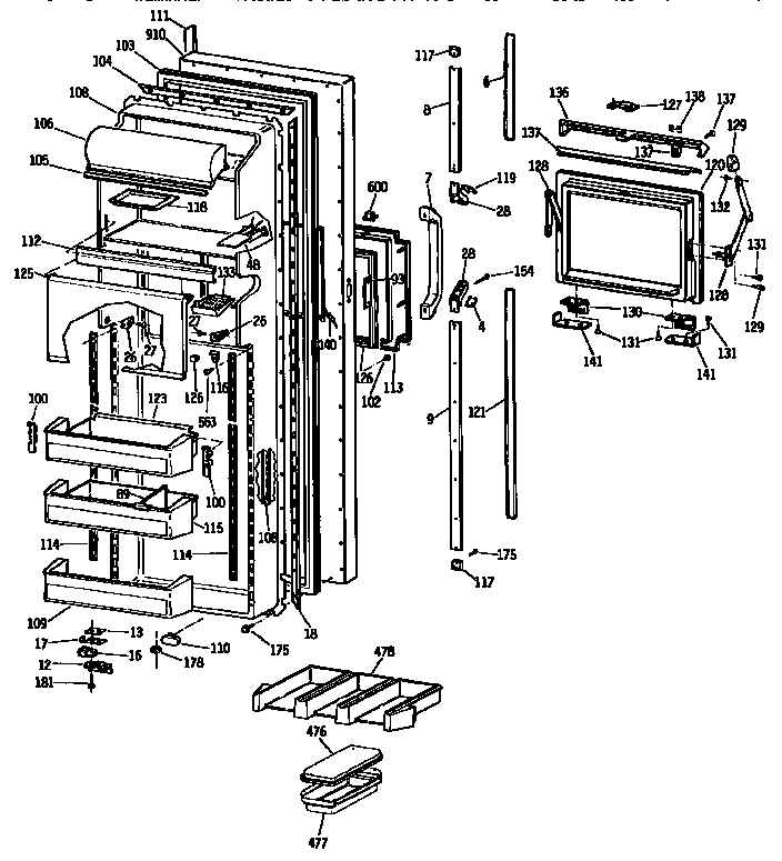 Kenmore 3639537813 fresh food door diagram