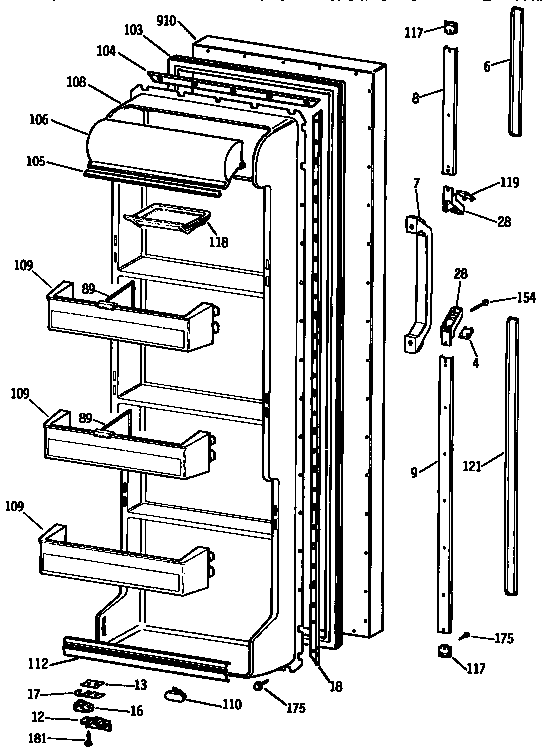 Kenmore 3639542683 fresh food door diagram