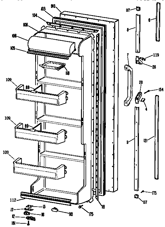 Kenmore 3639542623 fresh food door diagram