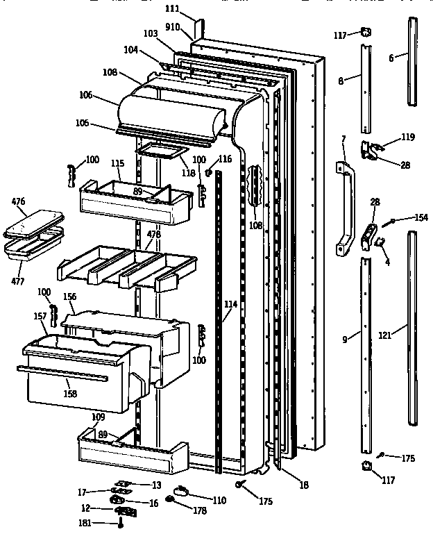 Kenmore 3639537723 fresh food door diagram
