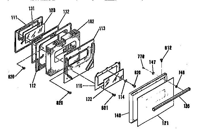 Kenmore 9114554590 oven door section diagram