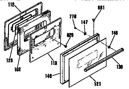 Kenmore 9114524190 oven door section diagram