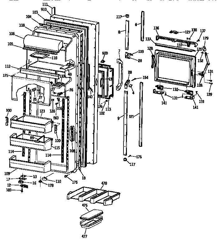 Kenmore 3639537823 fresh food door diagram