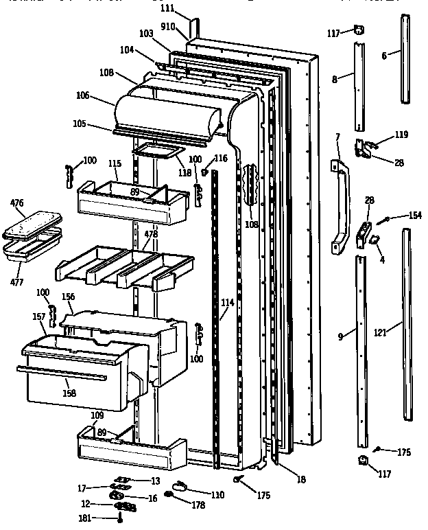 Kenmore 3639537753 fresh food door diagram