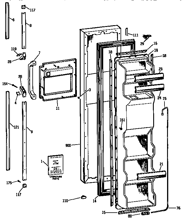 Kenmore 3639532753 freezer door diagram
