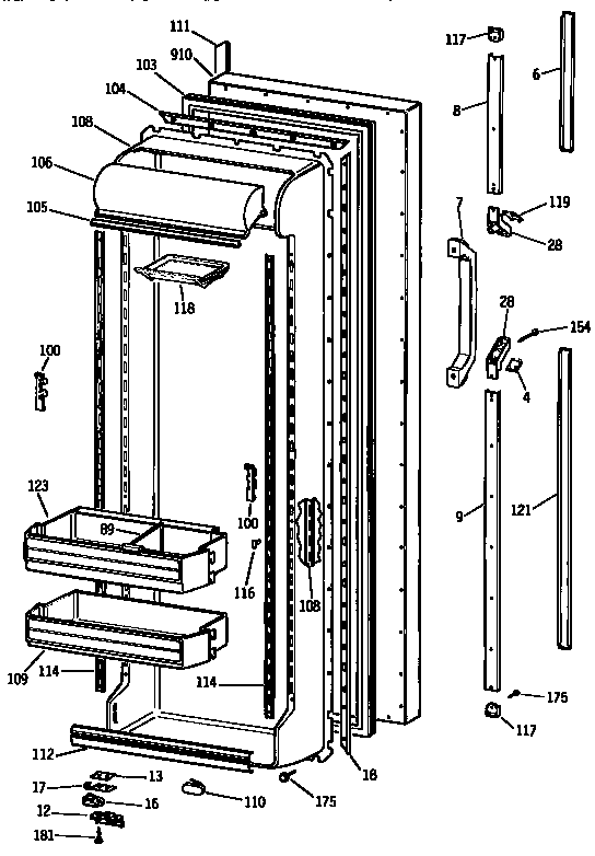 Kenmore 3639532753 fresh food door diagram