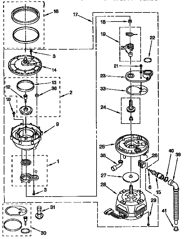 Kenmore 665KUDS23HBAL0 pump and motor parts diagram