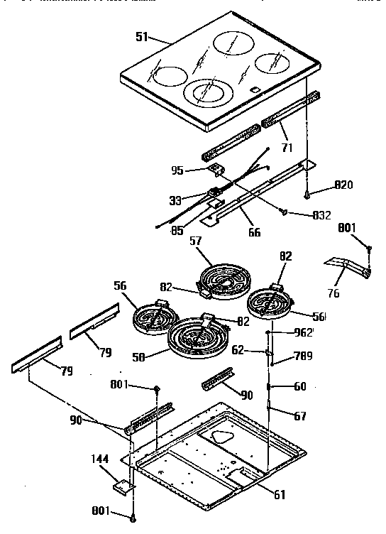 Kenmore 3639554990 main top section diagram