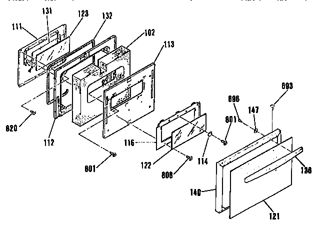 Kenmore 3639554990 oven door section diagram