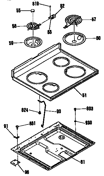 Kenmore 9119342191 main top section diagram