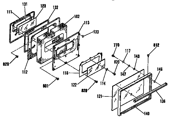 Kenmore 9119342191 oven door section diagram
