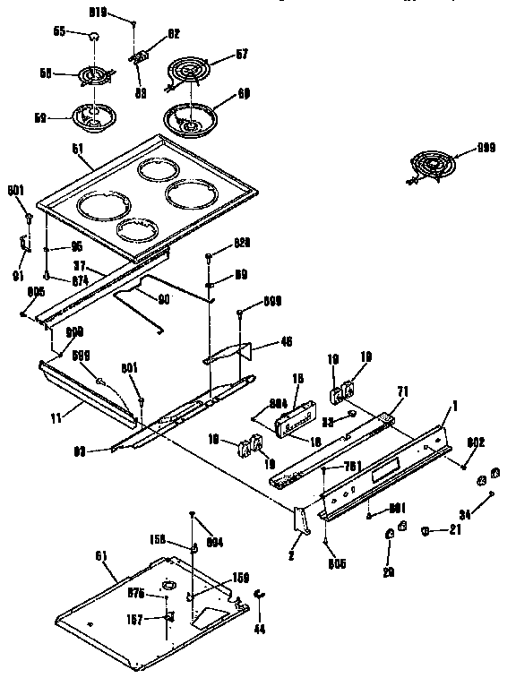 Kenmore 9114654590 main top section diagram