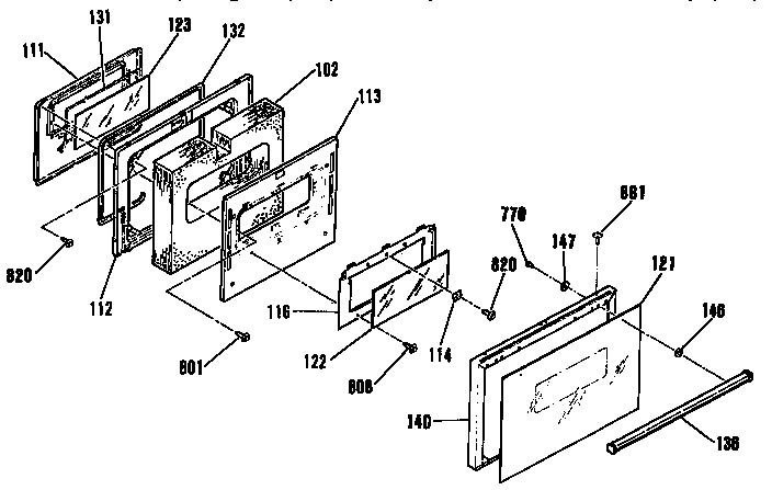 Kenmore 9114654590 oven door section diagram