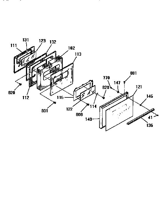 Kenmore 9119544590 oven door section diagram