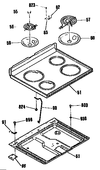 Kenmore 3639324590 main top section diagram